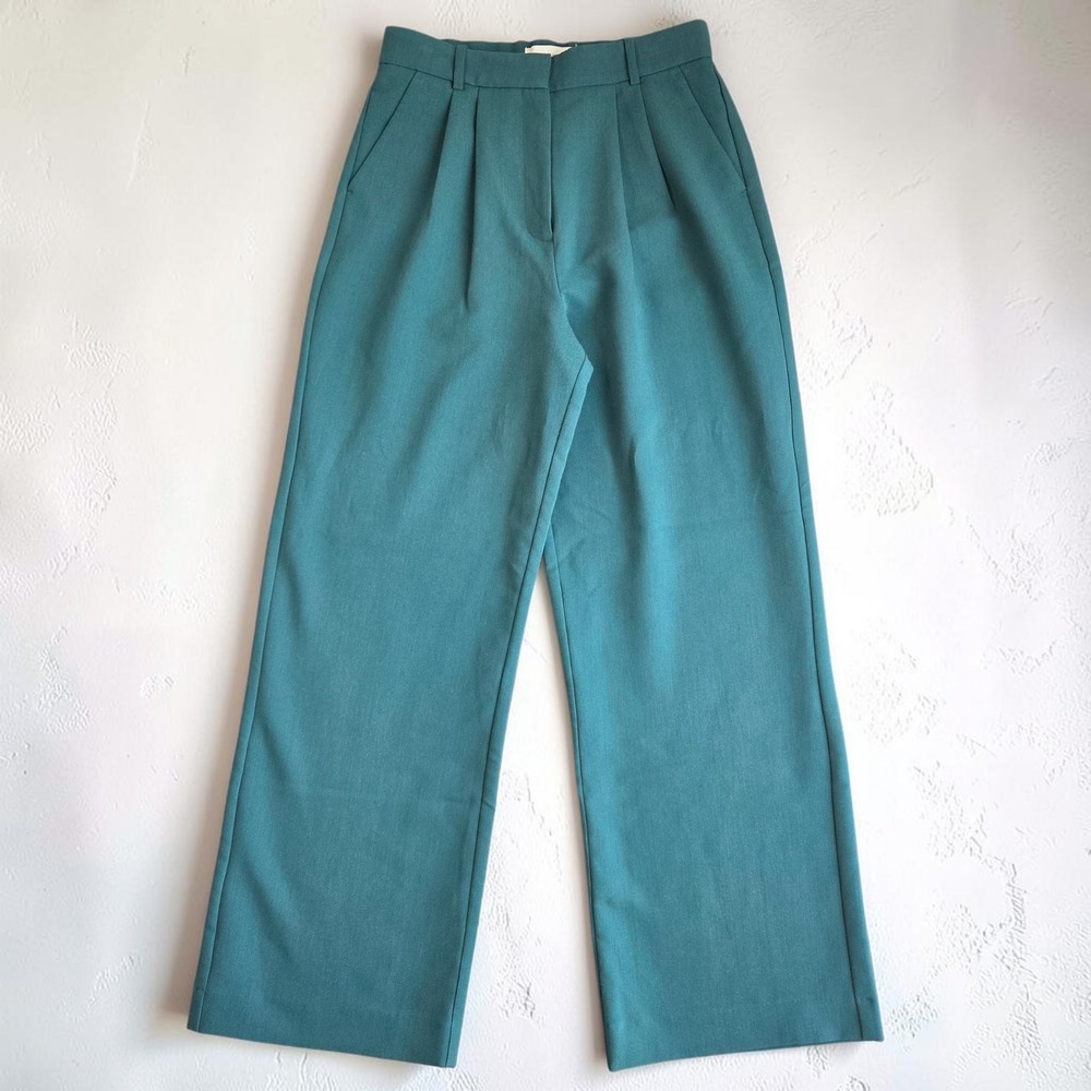 Abercrombie & Fitch Sloane Wide Leg Tailored Pants Emerald Green Size 8/29